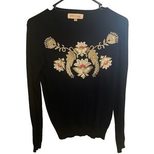 Philosophy Floral Embroidered Knit Sweater Size XS